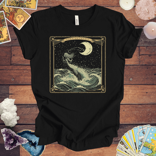 T-Shirt Black / S Mystical Seas for the Reflective Soul: Aquarius Tarot Card T-Shirt