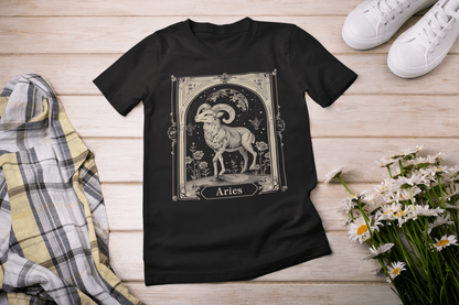 T-Shirt Black / S Ram's Strength: Aries Tarot Card T-Shirt