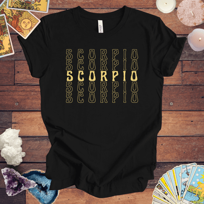 T-Shirt Black / S Scorpio Repetition - Minimalist Zodiac T-Shirt