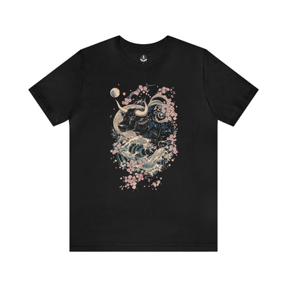 T-Shirt Black / S Taurus Floral Wave T-Shirt: Elegance in Motion