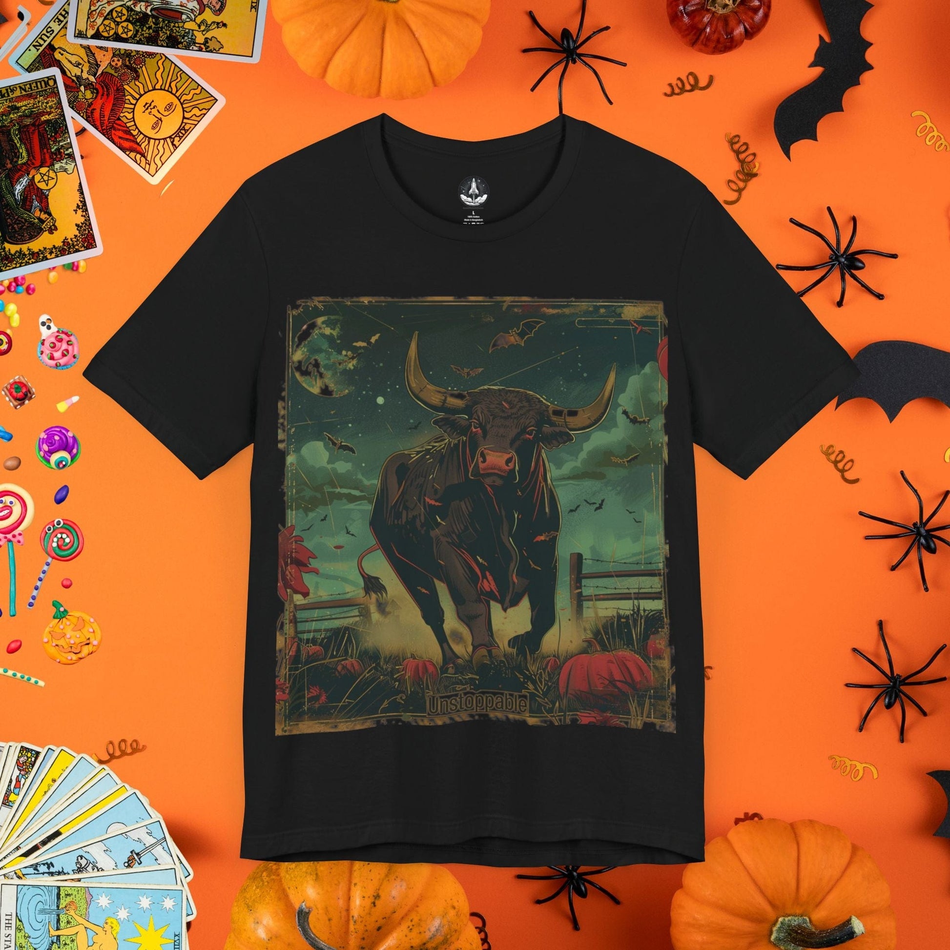 T-Shirt Black / S Taurus Halloween Tarot Card T-Shirt - Halloween Limited Edition