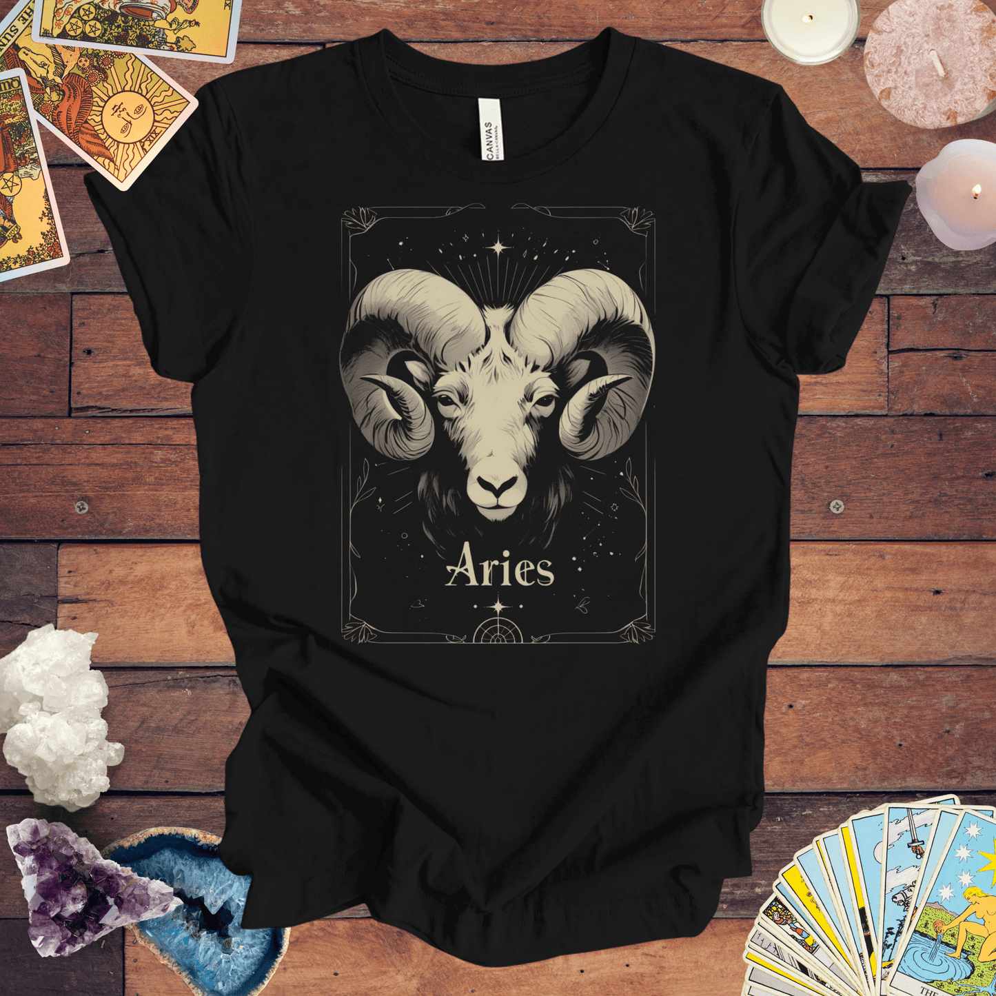 T-Shirt Black / S The Bold Beginning: Aries Tarot Card T-Shirt