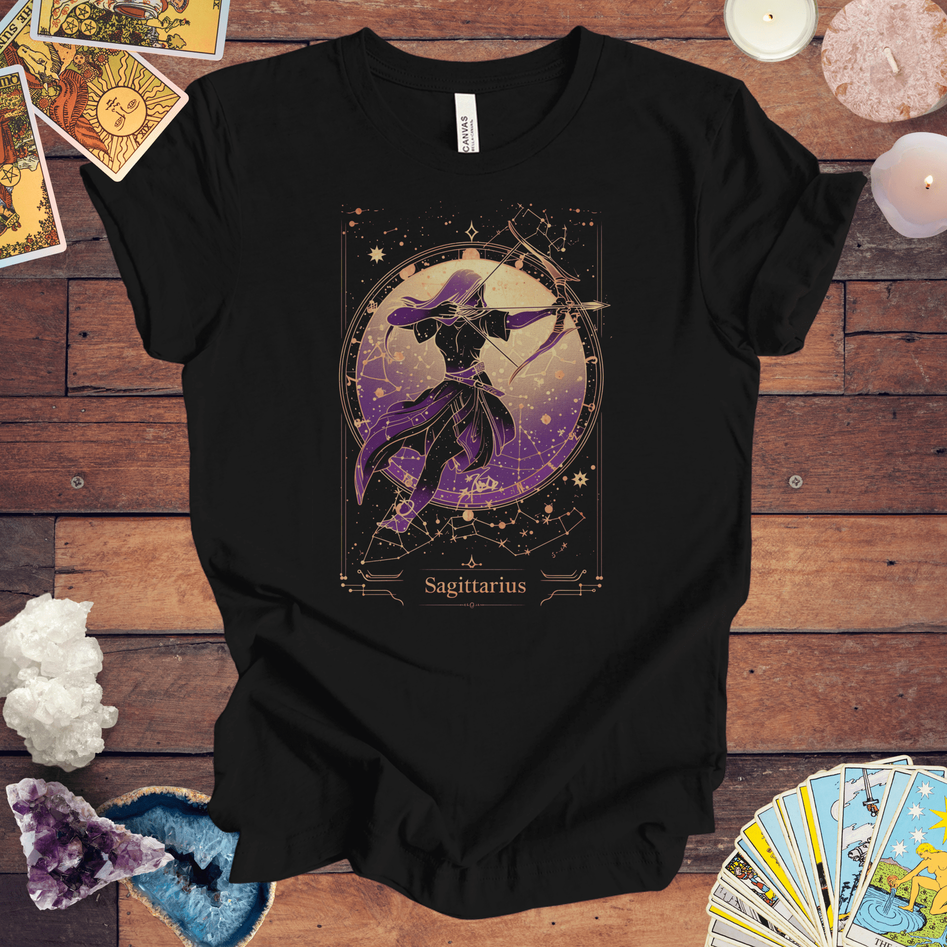 T-Shirt Black / S The Brave Archer: Sagittarius Tarot Card T-Shirt