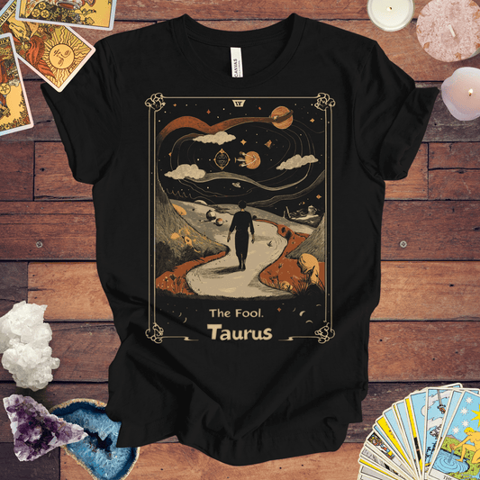 T-Shirt Black / S The Fool - Taurus Tarot Card T-Shirt