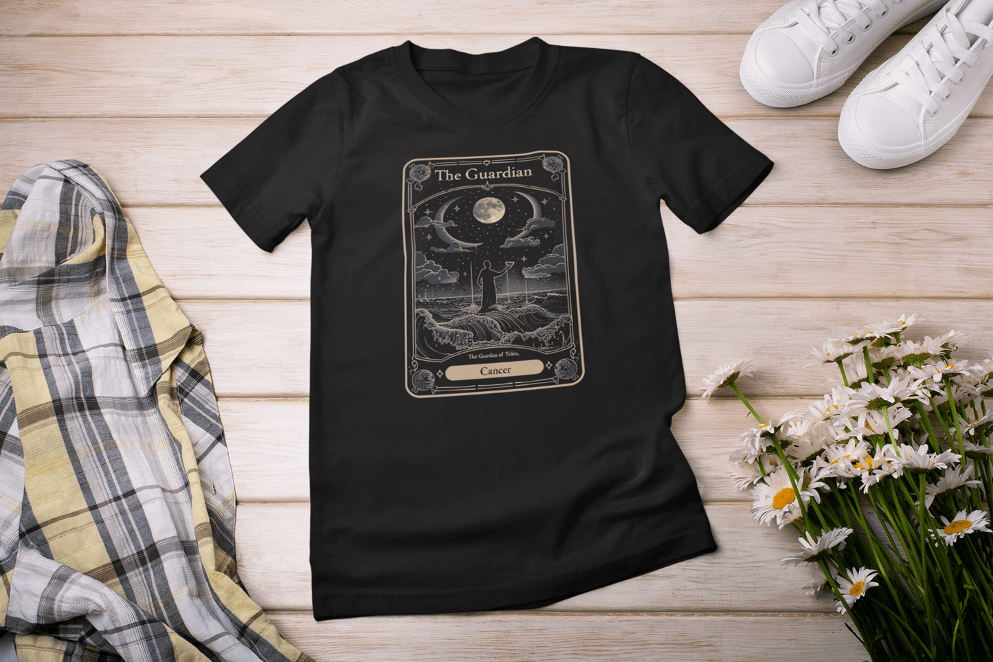 T-Shirt Black / S The Guardian: Cancer Tarot Card T-Shirt