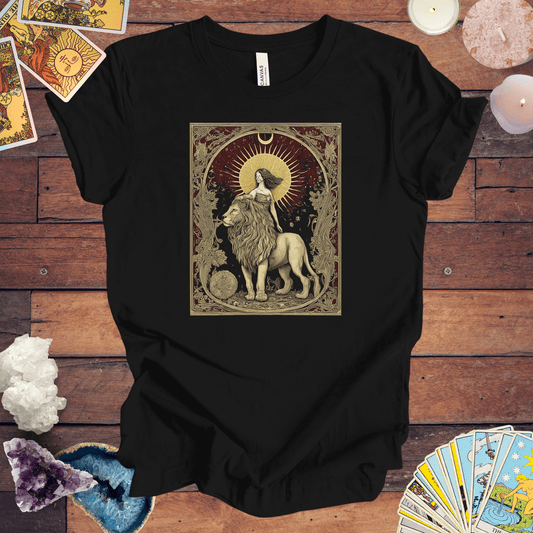 T-Shirt Black / S The Lion's Strength Tarot Card Leo T-Shirt