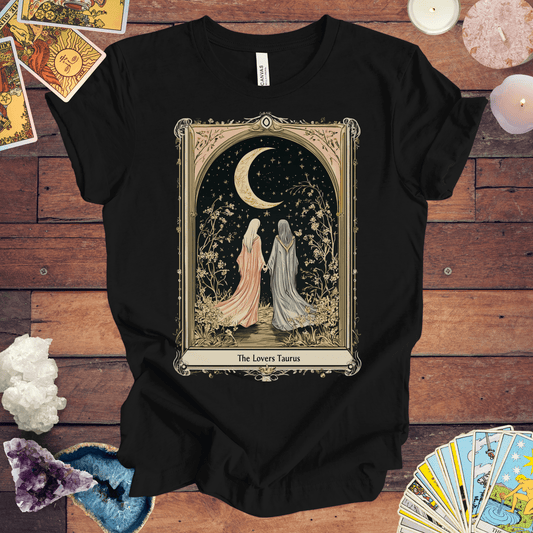 T-Shirt Black / S The Lovers - Taurus Tarot Card T-Shirt