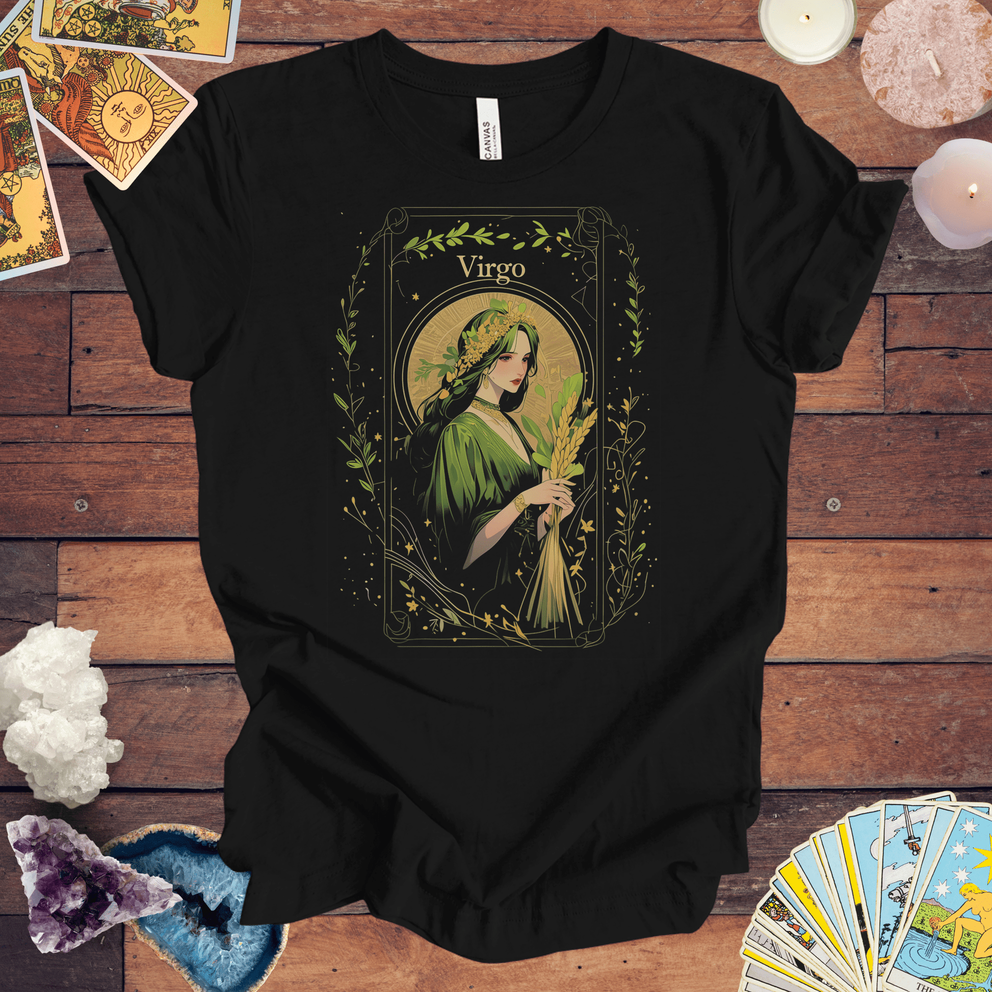 T-Shirt Black / S The Maiden: Virgo Tarot Card T-Shirt