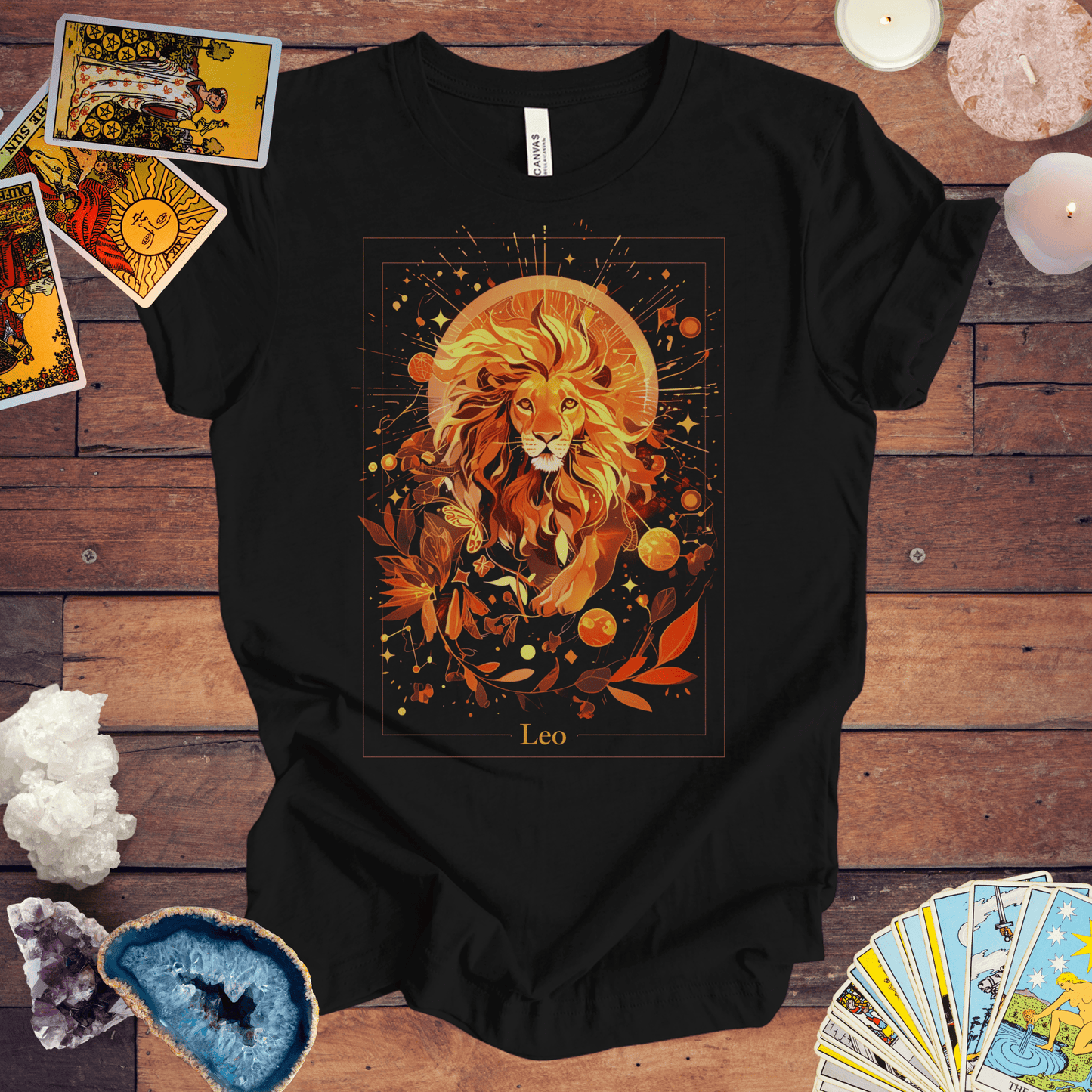 T-Shirt Black / S The Majestic Lion: Leo Tarot Card T-Shirt