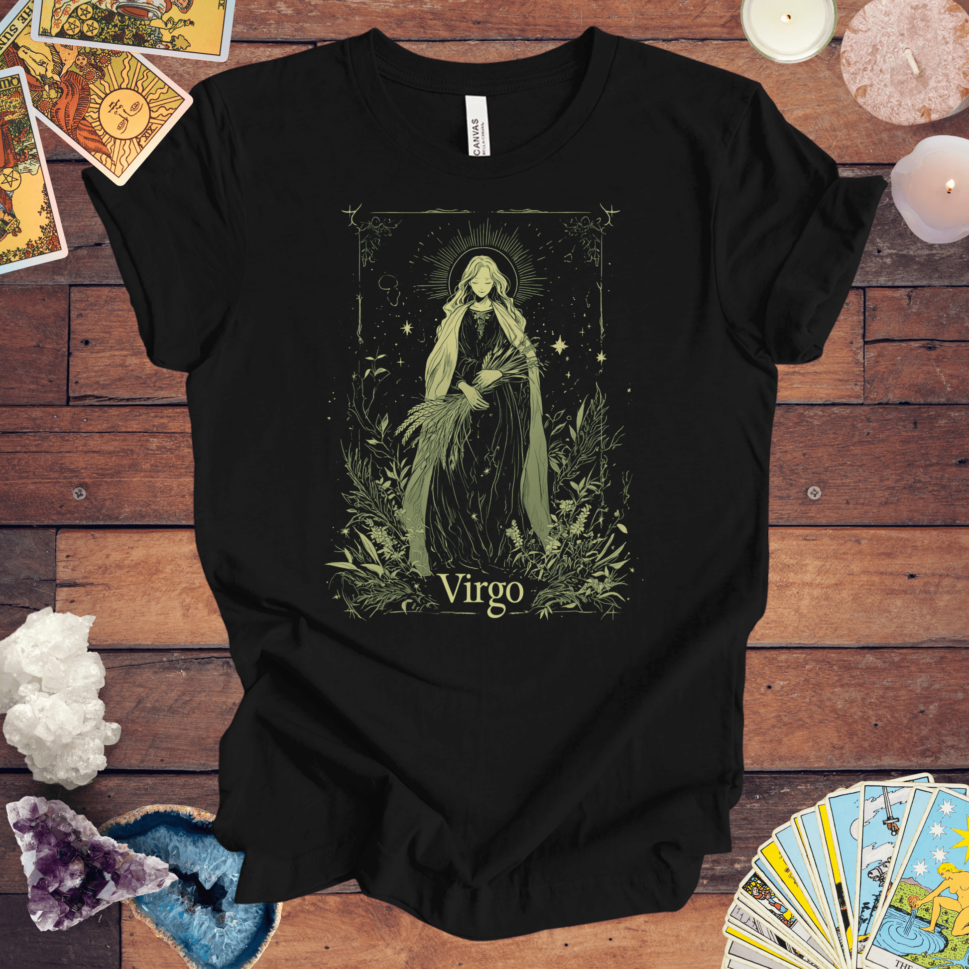 T-Shirt Black / S The Meticulous Maiden: Virgo Tarot Card T-Shirt