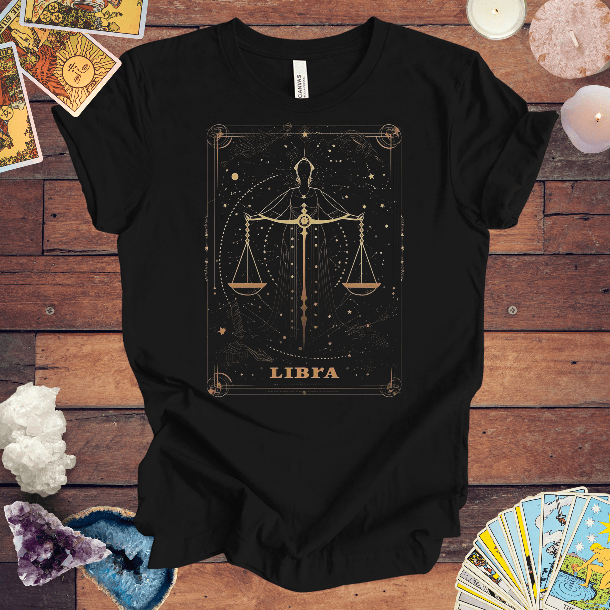 T-Shirt Black / S The Scales: Libra Tarot Card T-Shirt