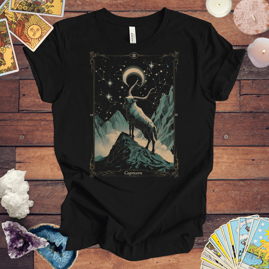 T-Shirt Black / S The Steadfast Goat: Capricorn Tarot Card T-Shirt