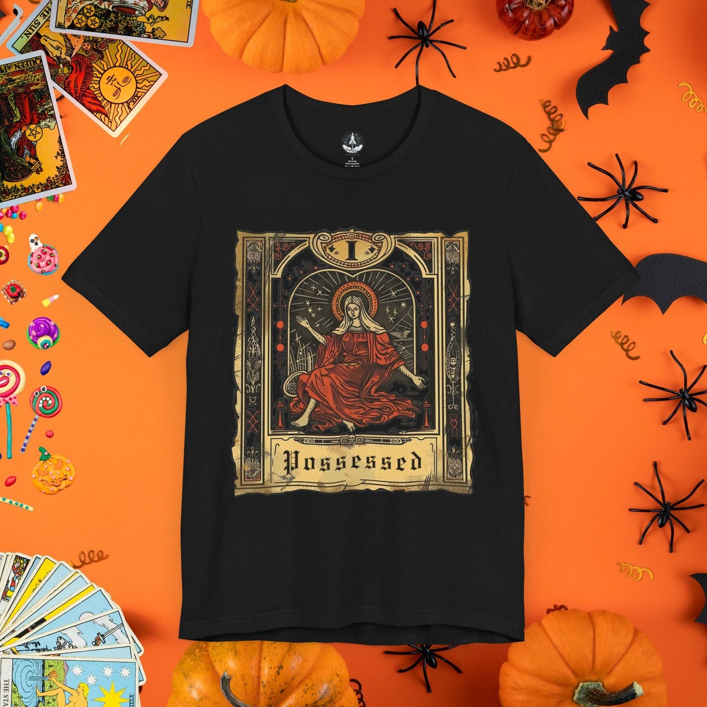 T-Shirt Black / S Vintage Possessed Tarot Card T-Shirt - Halloween Limited Edition