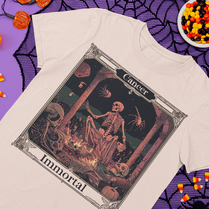 T-Shirt Cancer Immortal Skeleton T-Shirt  - Halloween Limited Edition