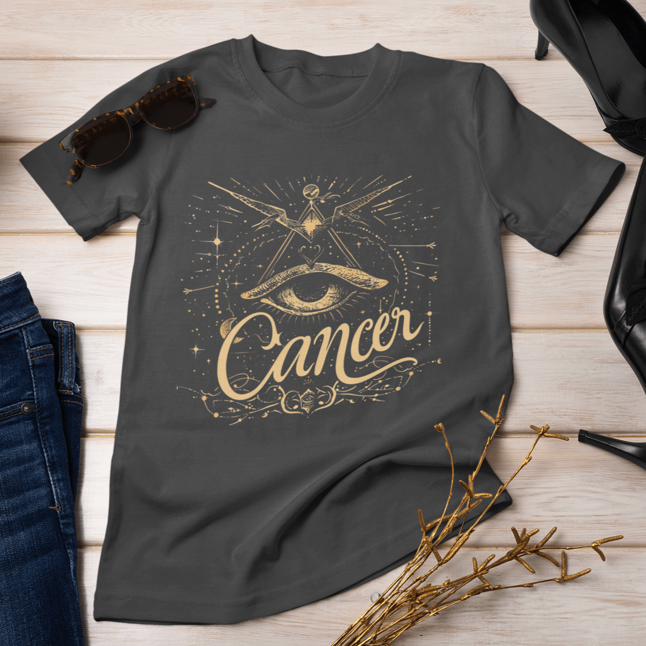 T-Shirt Cancer Mystical Intuition T-Shirt: Gaze into the Celestial Insight