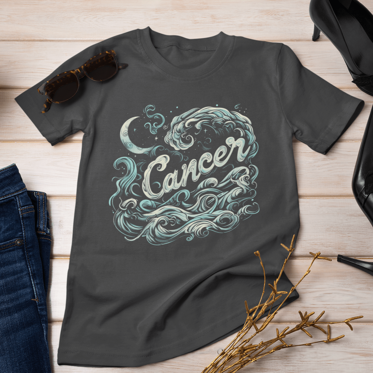 T-Shirt Cancer Oceanic Dreams T-Shirt: Tide of Intuition