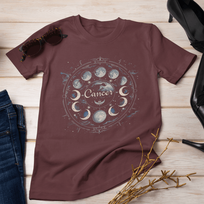 T-Shirt Cancer Zodiac Lunar Cycle T-Shirt: Embrace the Moon's Journey