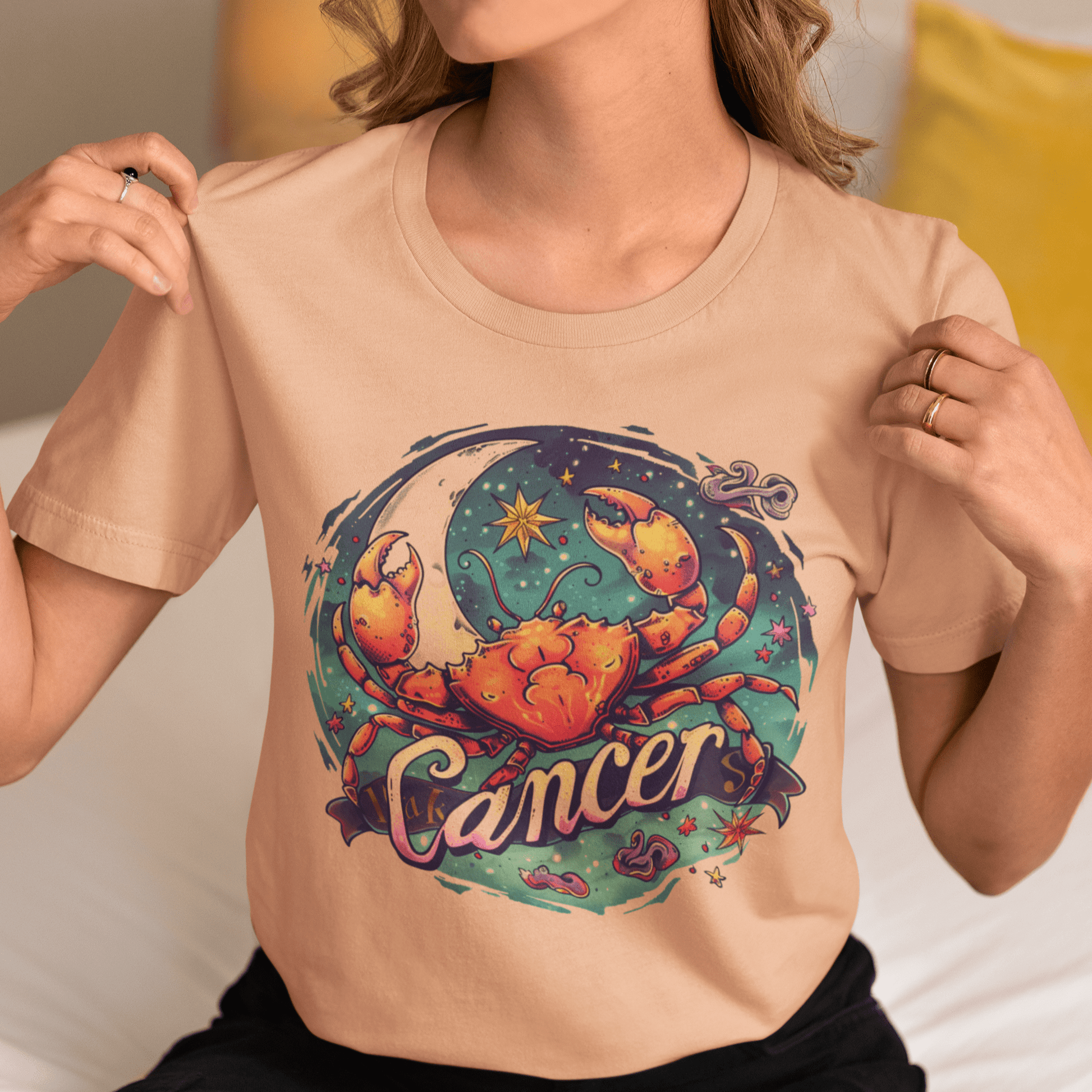 T-Shirt Cancer Zodiac Tattoo Art T-Shirt: Cosmic Crustacean Vibrance