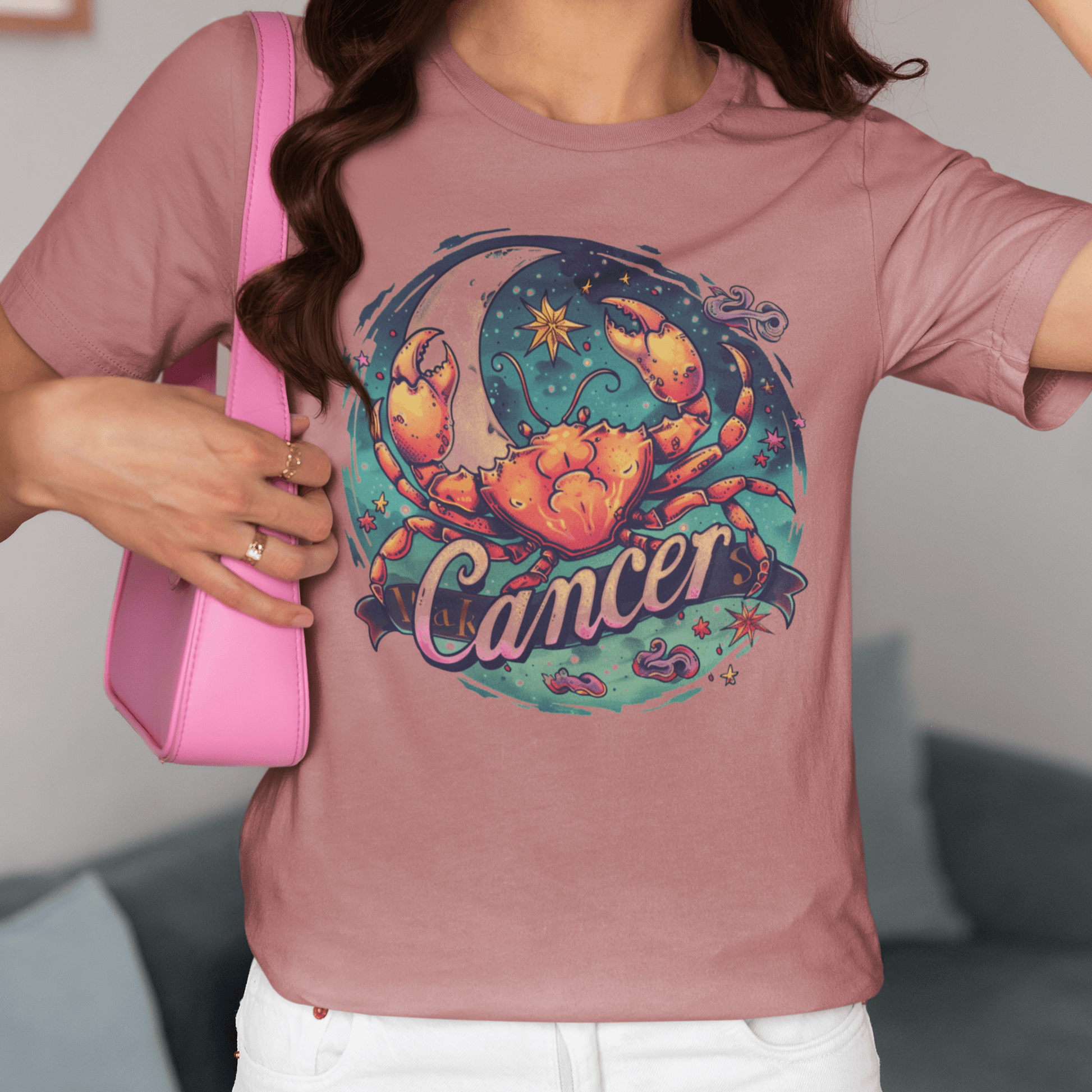 T-Shirt Cancer Zodiac Tattoo Art T-Shirt: Cosmic Crustacean Vibrance