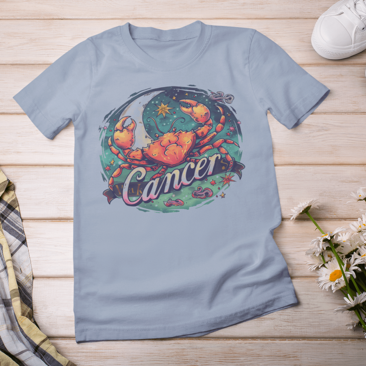 T-Shirt Cancer Zodiac Tattoo Art T-Shirt: Cosmic Crustacean Vibrance