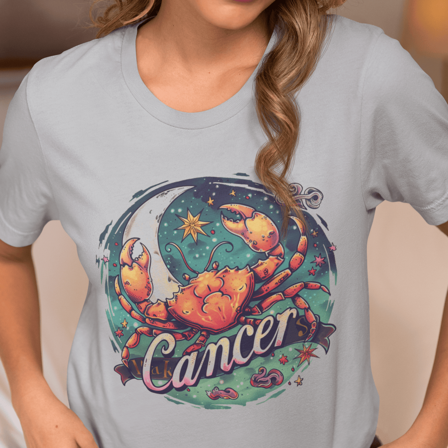 T-Shirt Cancer Zodiac Tattoo Art T-Shirt: Cosmic Crustacean Vibrance