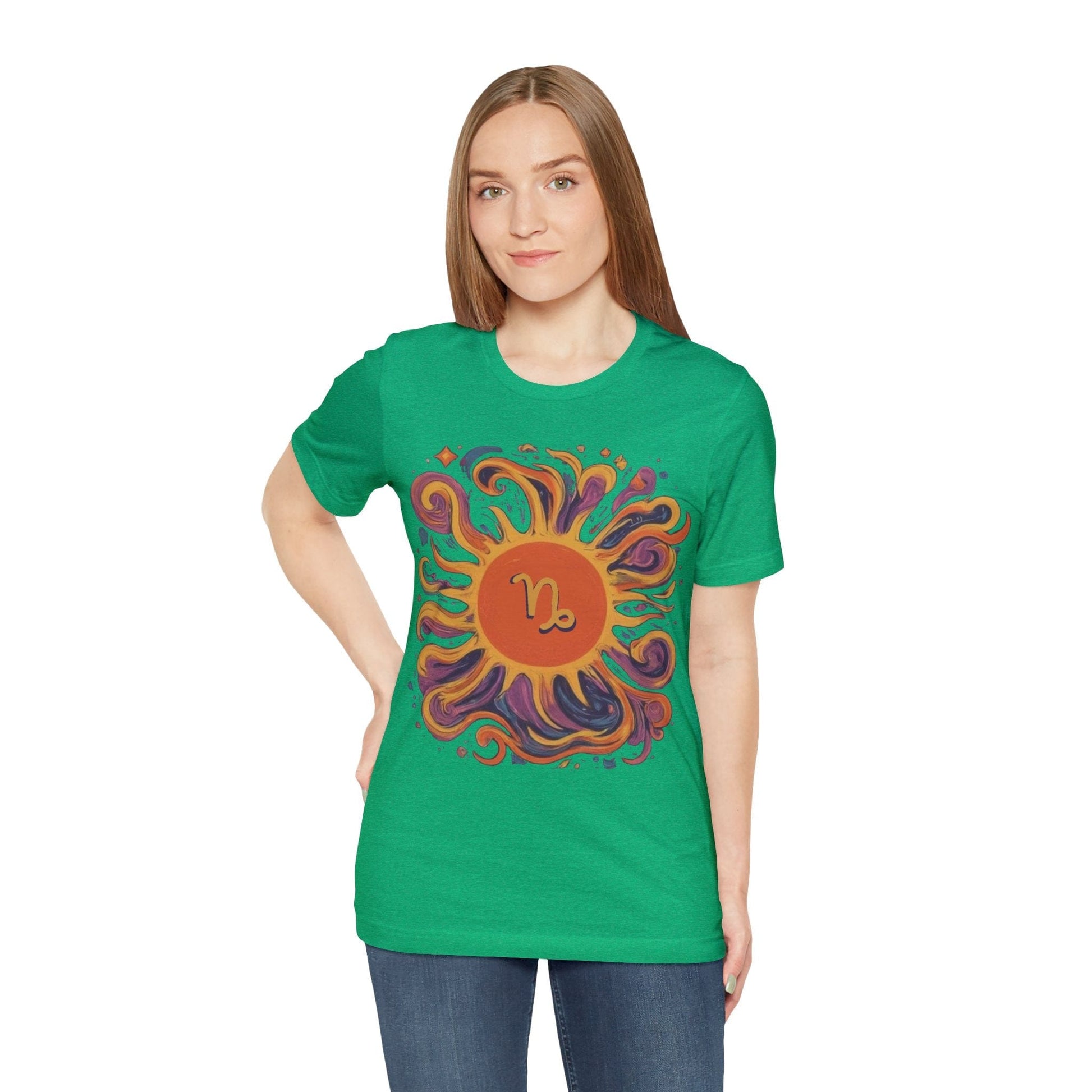 T-Shirt Capricorn Solar Swirl Soft T-Shirt: Grounded Radiance