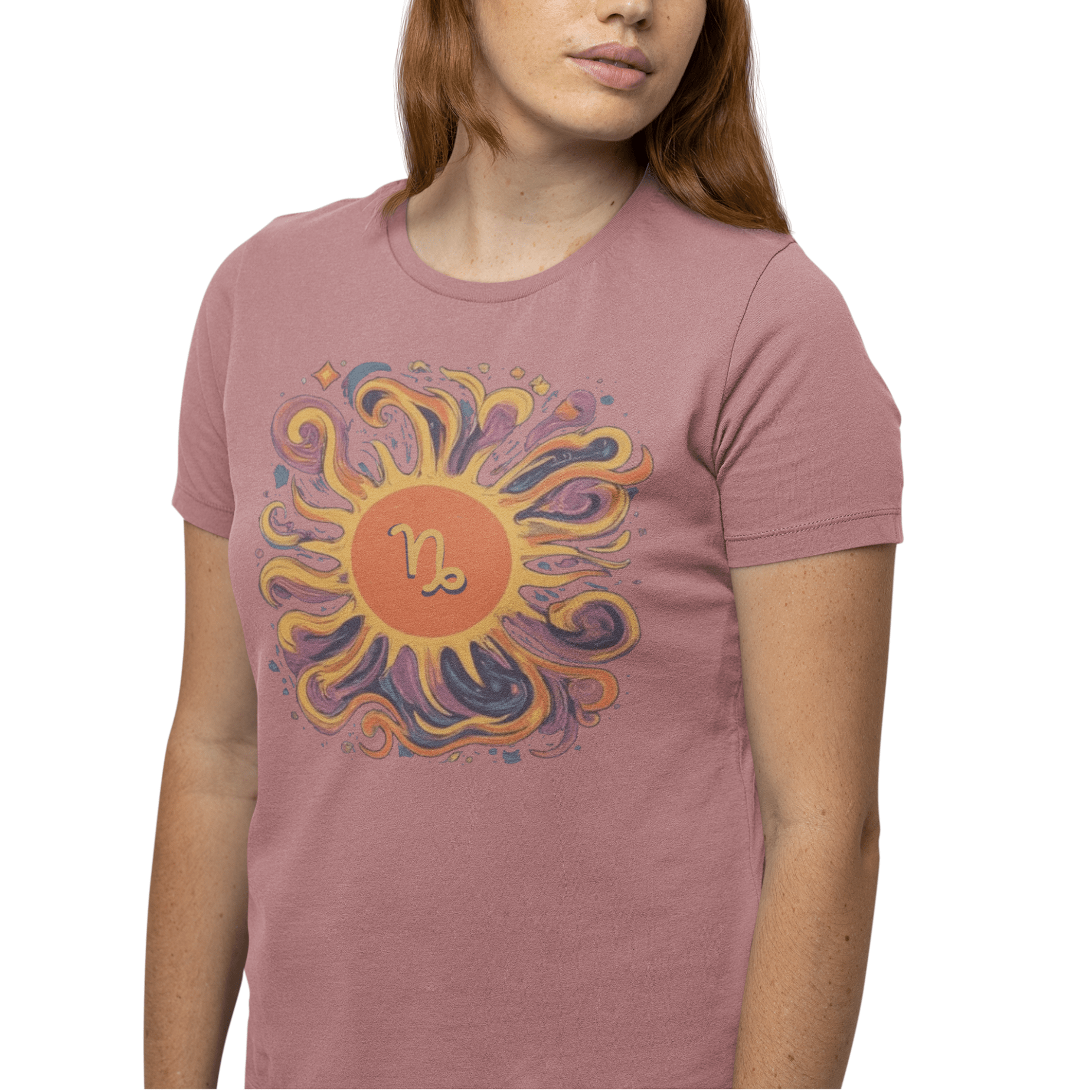 T-Shirt Capricorn Solar Swirl Soft T-Shirt: Grounded Radiance