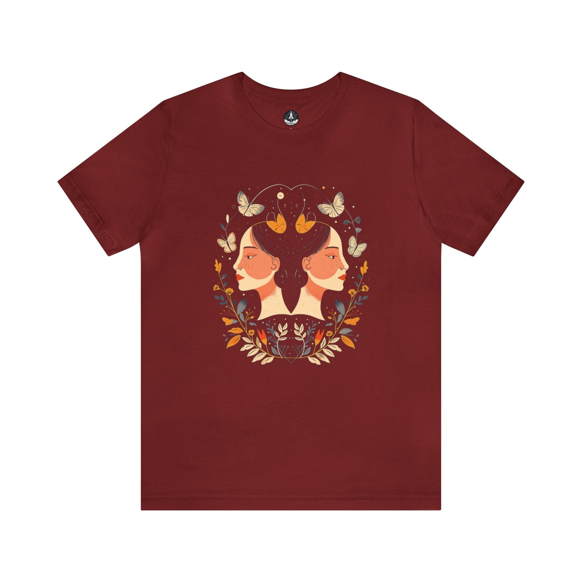 T-Shirt Cardinal / S Gemini Cosmic Symmetry T-Shirt: A Harmony of Nature and Stars