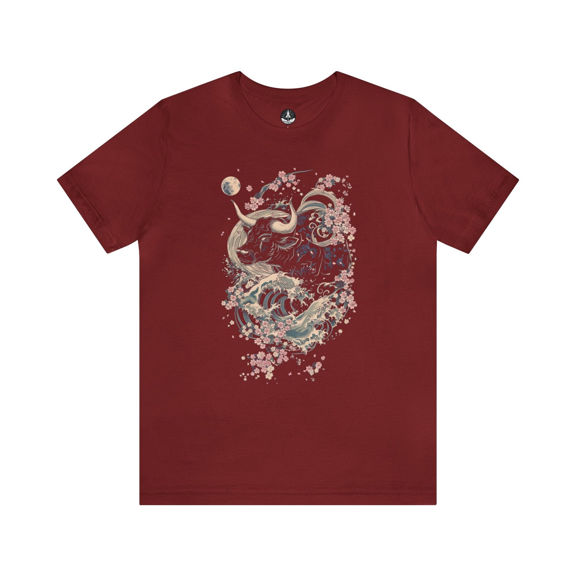T-Shirt Cardinal / S Taurus Floral Wave T-Shirt: Elegance in Motion