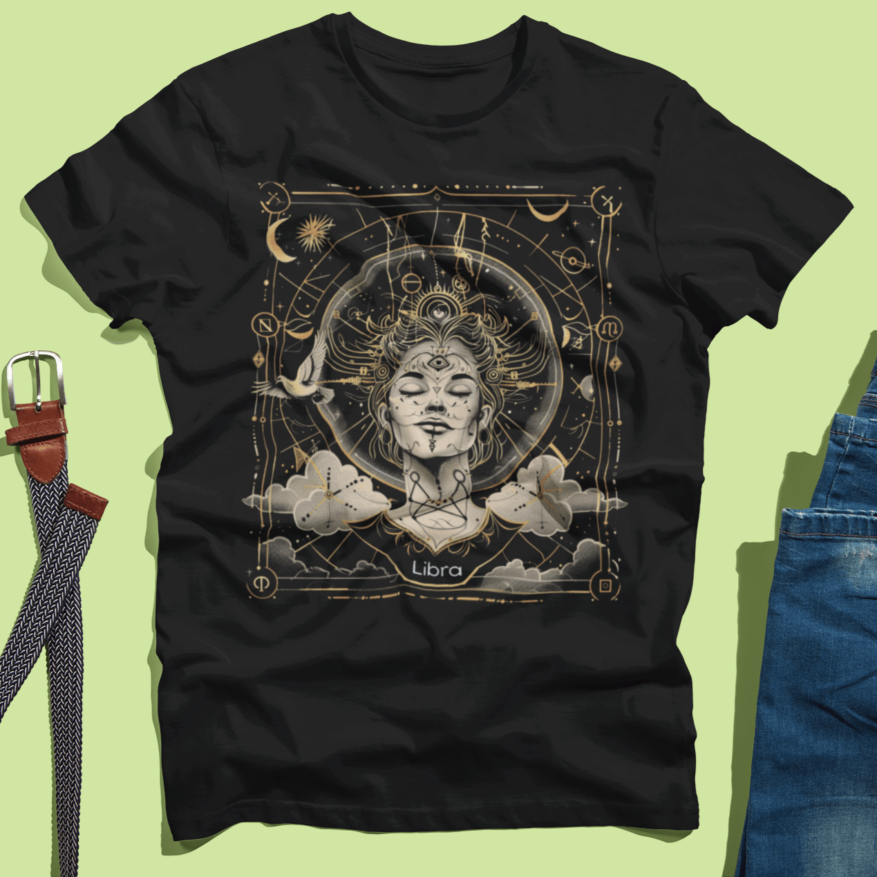 T-Shirt Celestial Balance: Libra Tarot Card T-Shirt