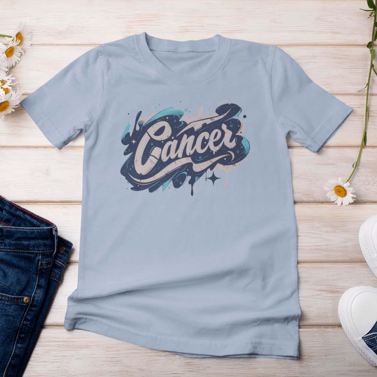 T-Shirt Cosmic Splash Cancer TShirt: Emotions in Hues