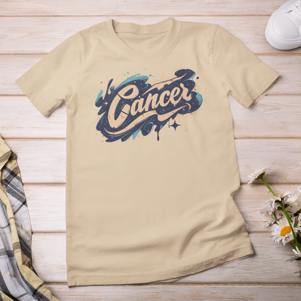 T-Shirt Cosmic Splash Cancer TShirt: Emotions in Hues