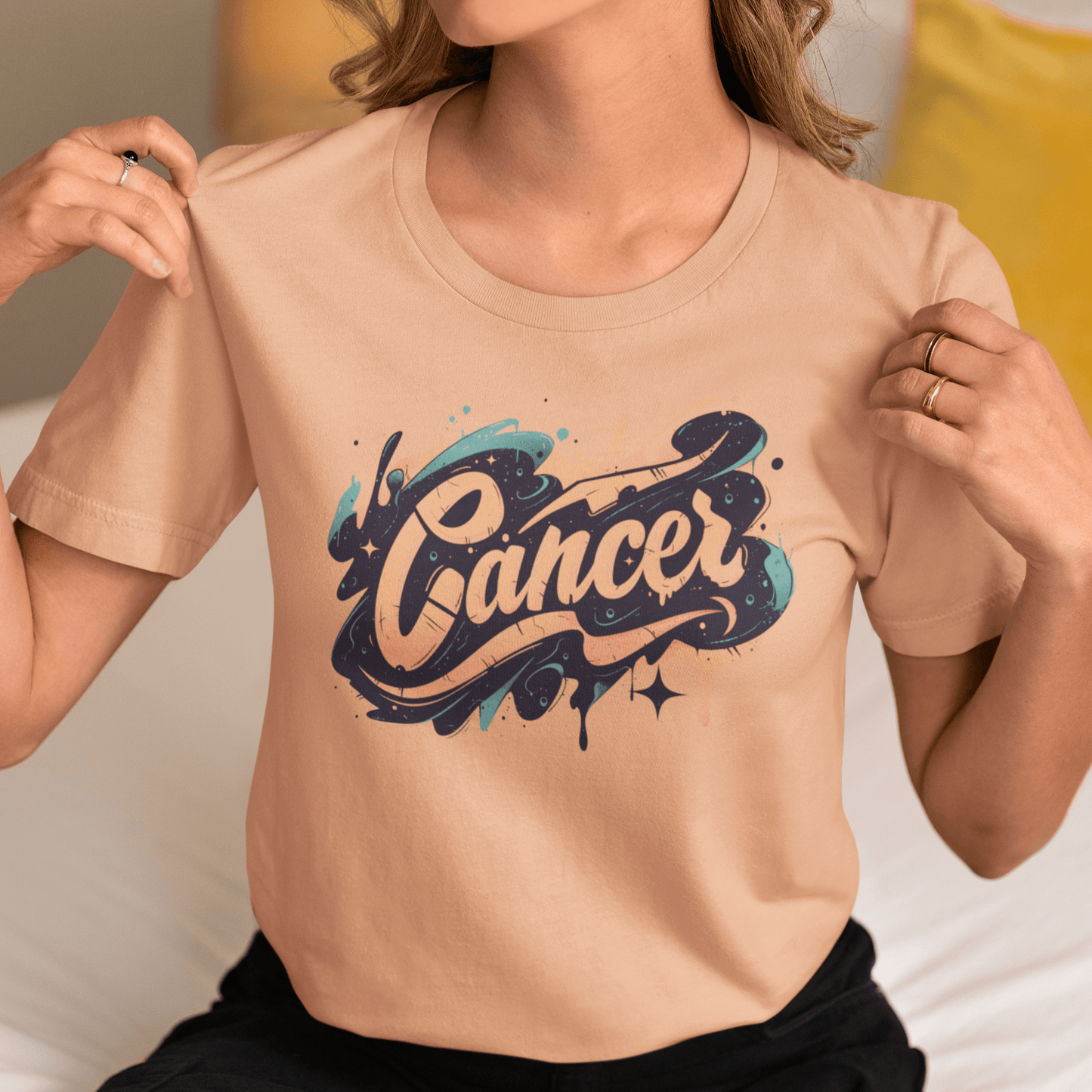 T-Shirt Cosmic Splash Cancer TShirt: Emotions in Hues