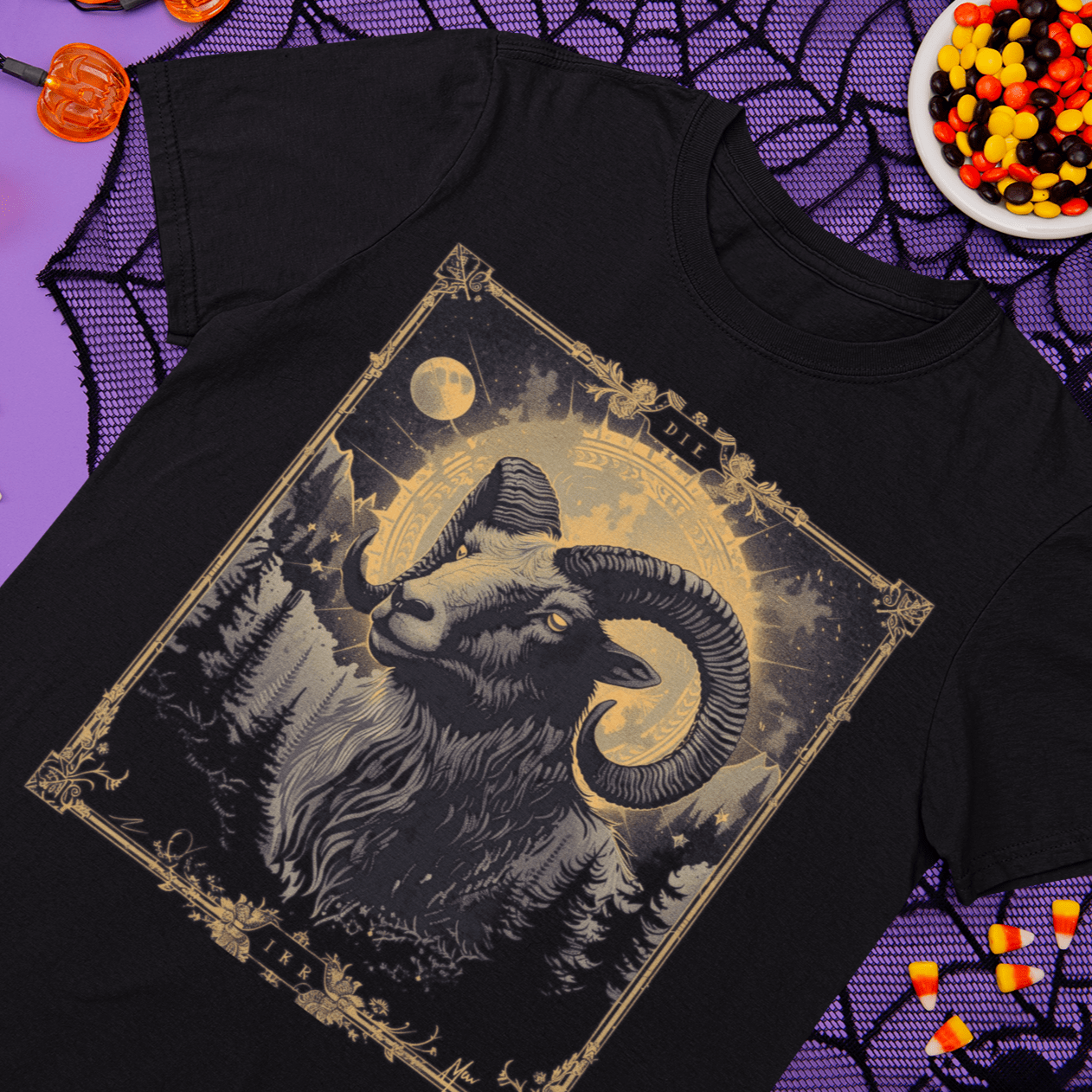 T-Shirt Dark Aries Tarot Card T-Shirt - Halloween Limited Edition