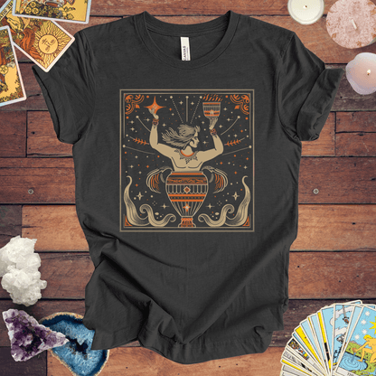 T-Shirt Dark Grey Heather / S Aquarian Essence: Aquarius Tarot Card T-Shirt