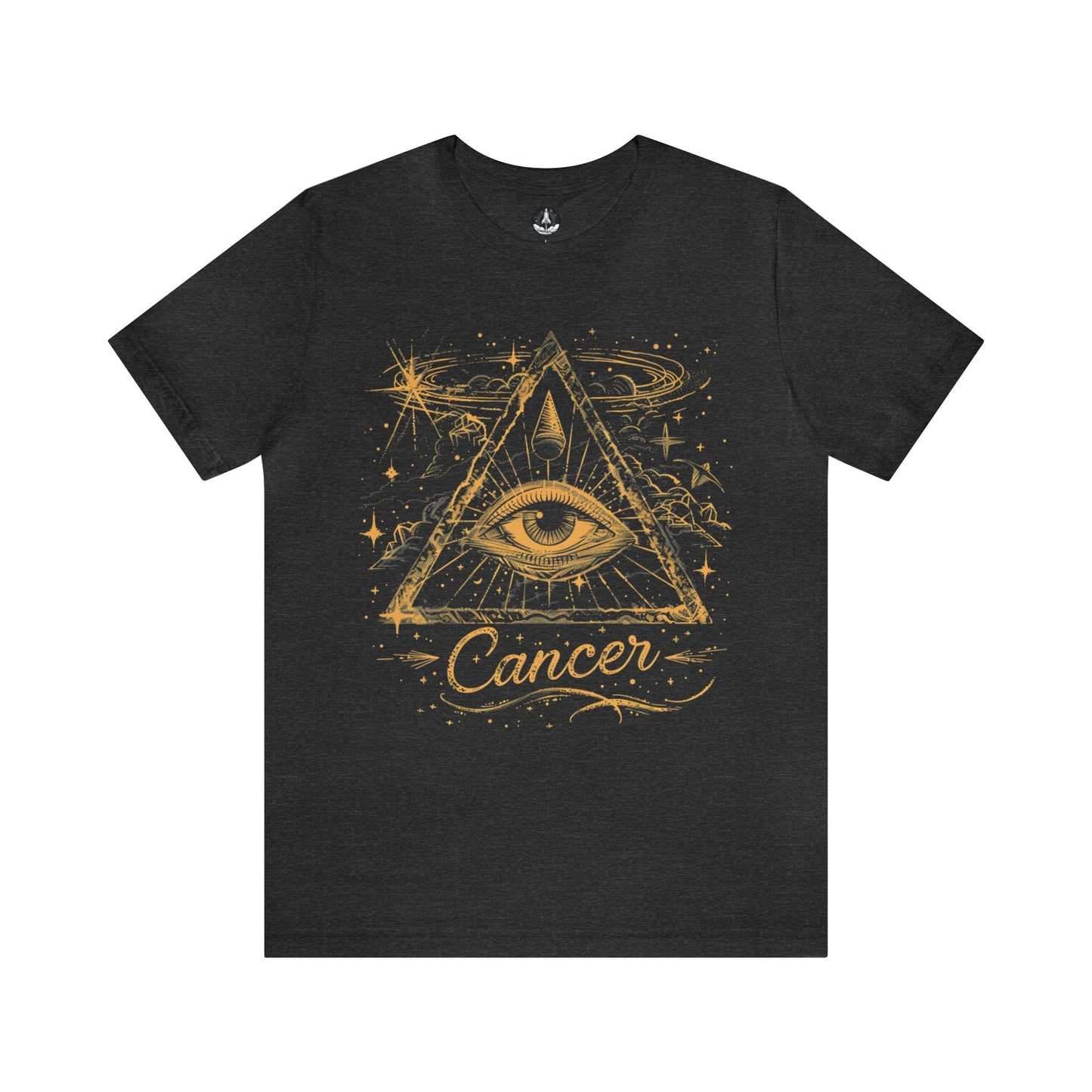 T-Shirt Dark Grey Heather / S Cancer Intuitive Vision T-Shirt: Celestial Insight in Gold and Indigo