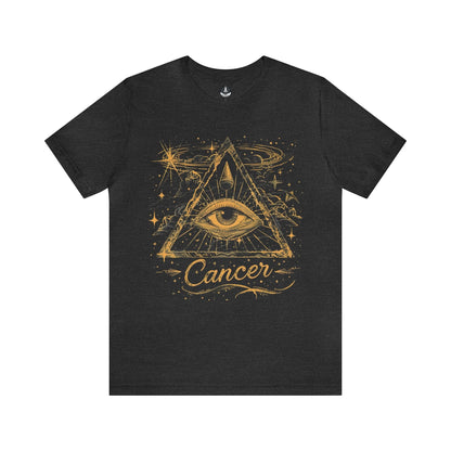 T-Shirt Dark Grey Heather / S Cancer Intuitive Vision T-Shirt: Celestial Insight in Gold and Indigo