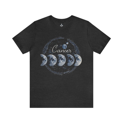 T-Shirt Dark Grey Heather / S Cancer Lunar Phases T-Shirt: Cycle of Celestial Ebb and Flow