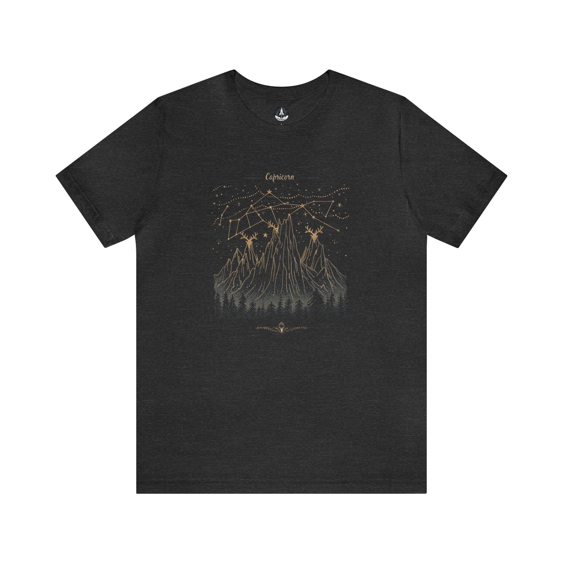 T-Shirt Dark Grey Heather / S Capricorn Mountain Constellation T-Shirt: Reach New Peaks
