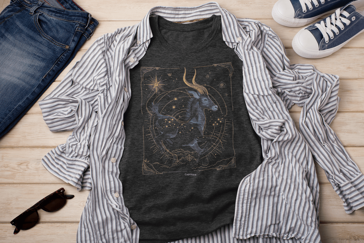 T-Shirt Dark Grey Heather / S Capricorn’s Prance: Capricorn Tarot Card T-Shirt