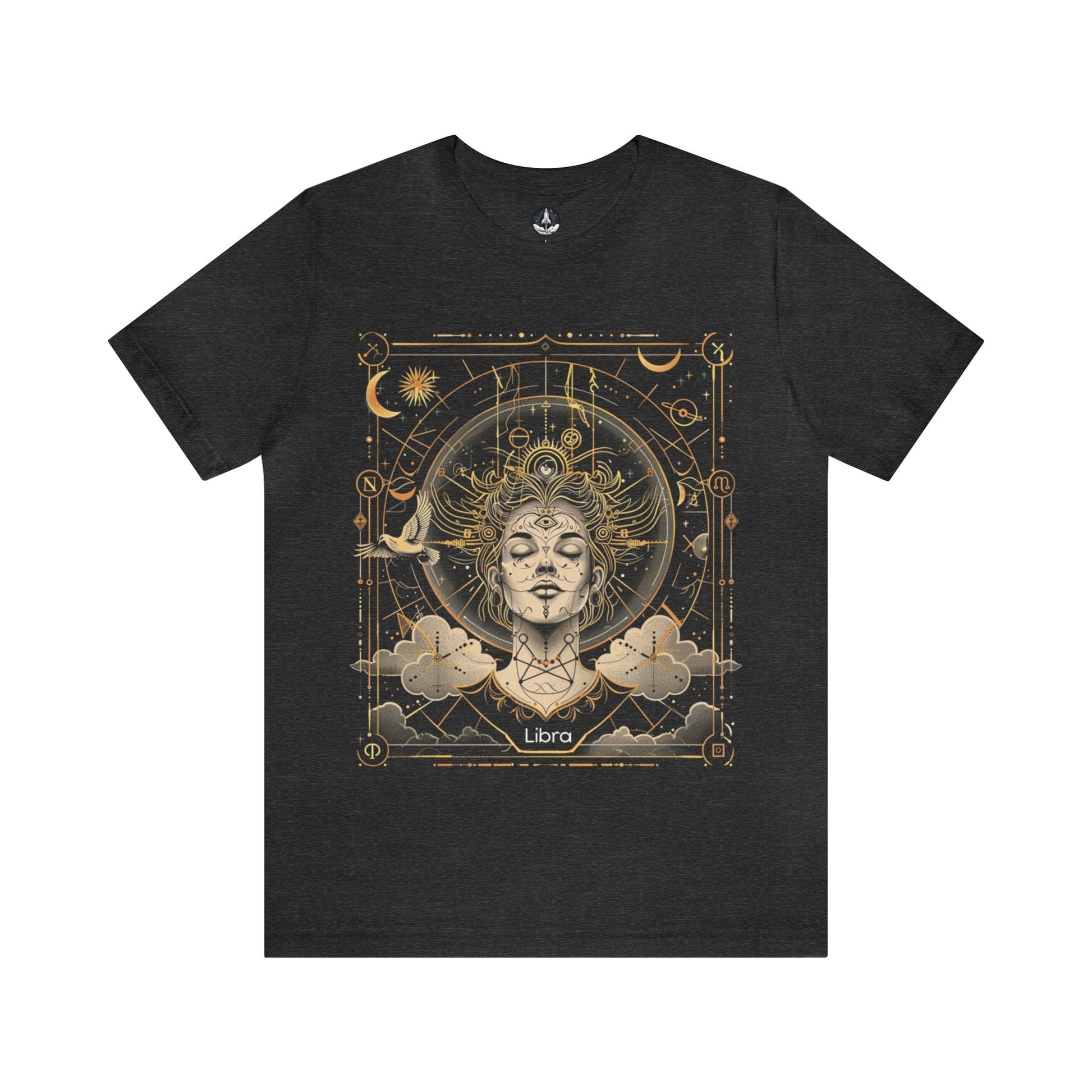 T-Shirt Dark Grey Heather / S Celestial Balance Libra Mystique TShirt: Cosmic Justice Meets Style