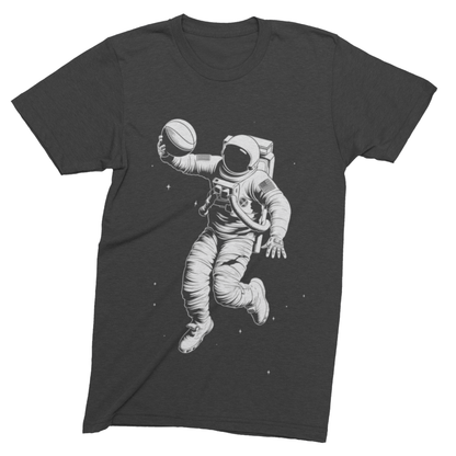 T-Shirt Dark Grey Heather / S Cosmic Dunk: Astronaut Playing Basketball in Space T-Shirt