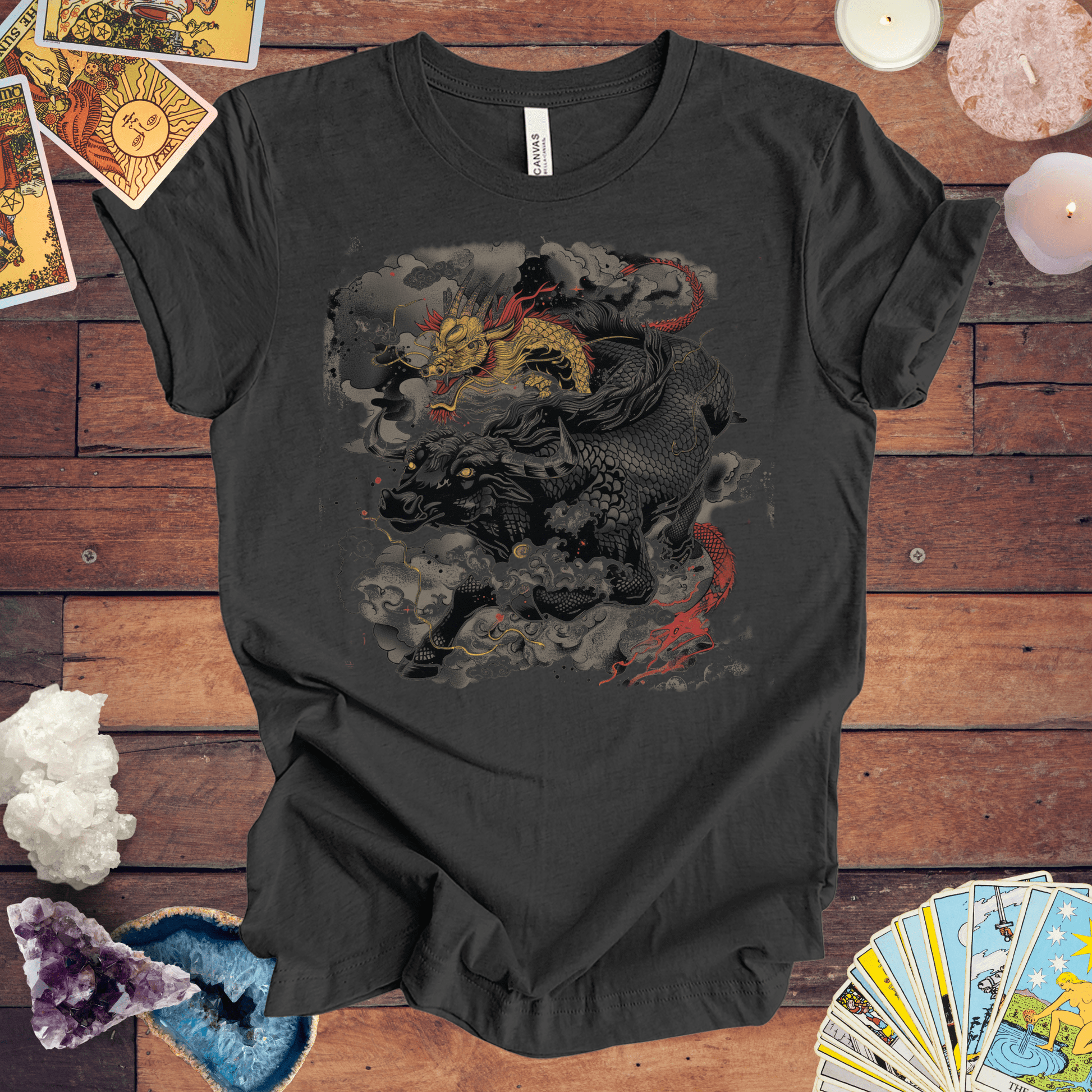 T-Shirt Dark Grey Heather / S Eastern Mythos Dragon-Bull T-Shirt: Legendary Power