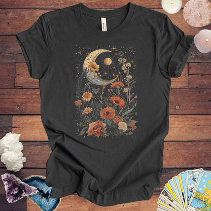 T-Shirt Dark Grey Heather / S Eclipse Garden - Celestial Floral T-Shirt