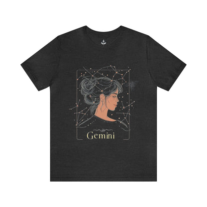 T-Shirt Dark Grey Heather / S Gemini Mercurial Magic T-Shirt: Stargazing Elegance for the Twin Souls