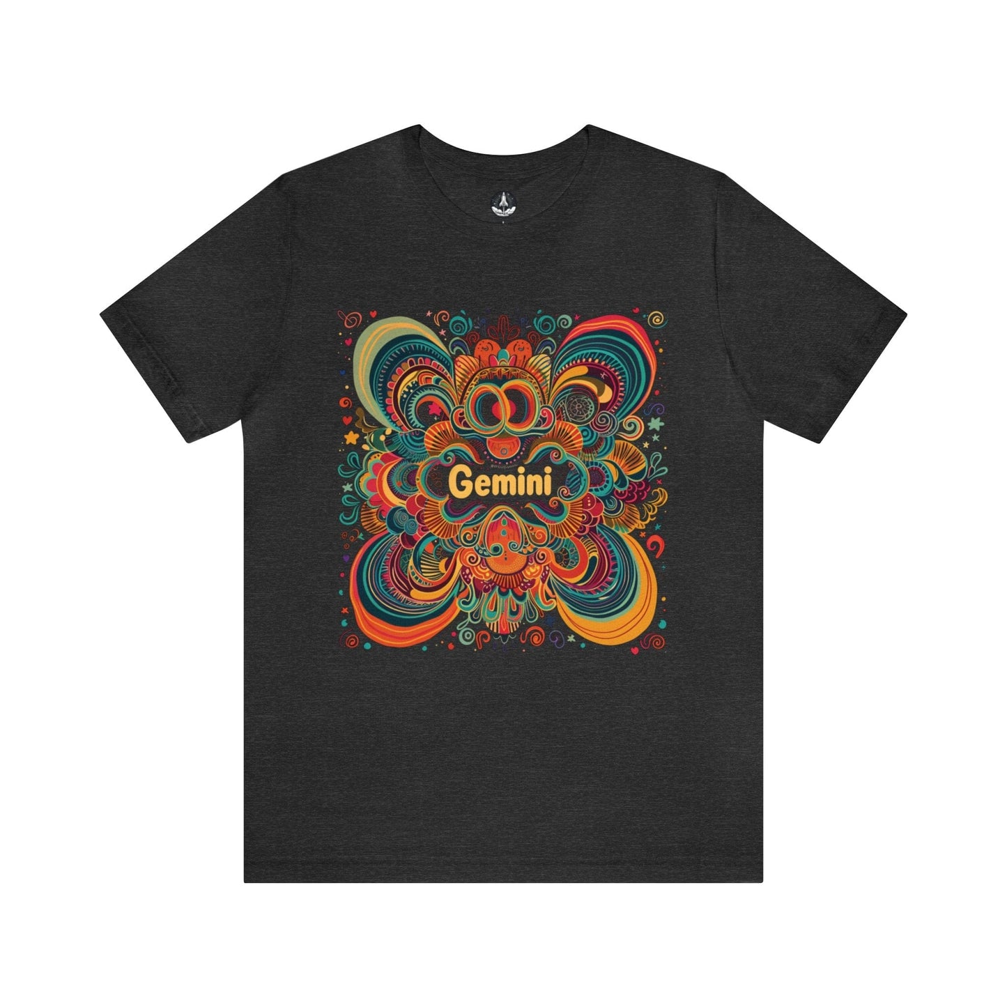 T-Shirt Dark Grey Heather / S Gemini Psychedelic Harmony T-Shirt: A Vivid Ode to the Twin Spirits