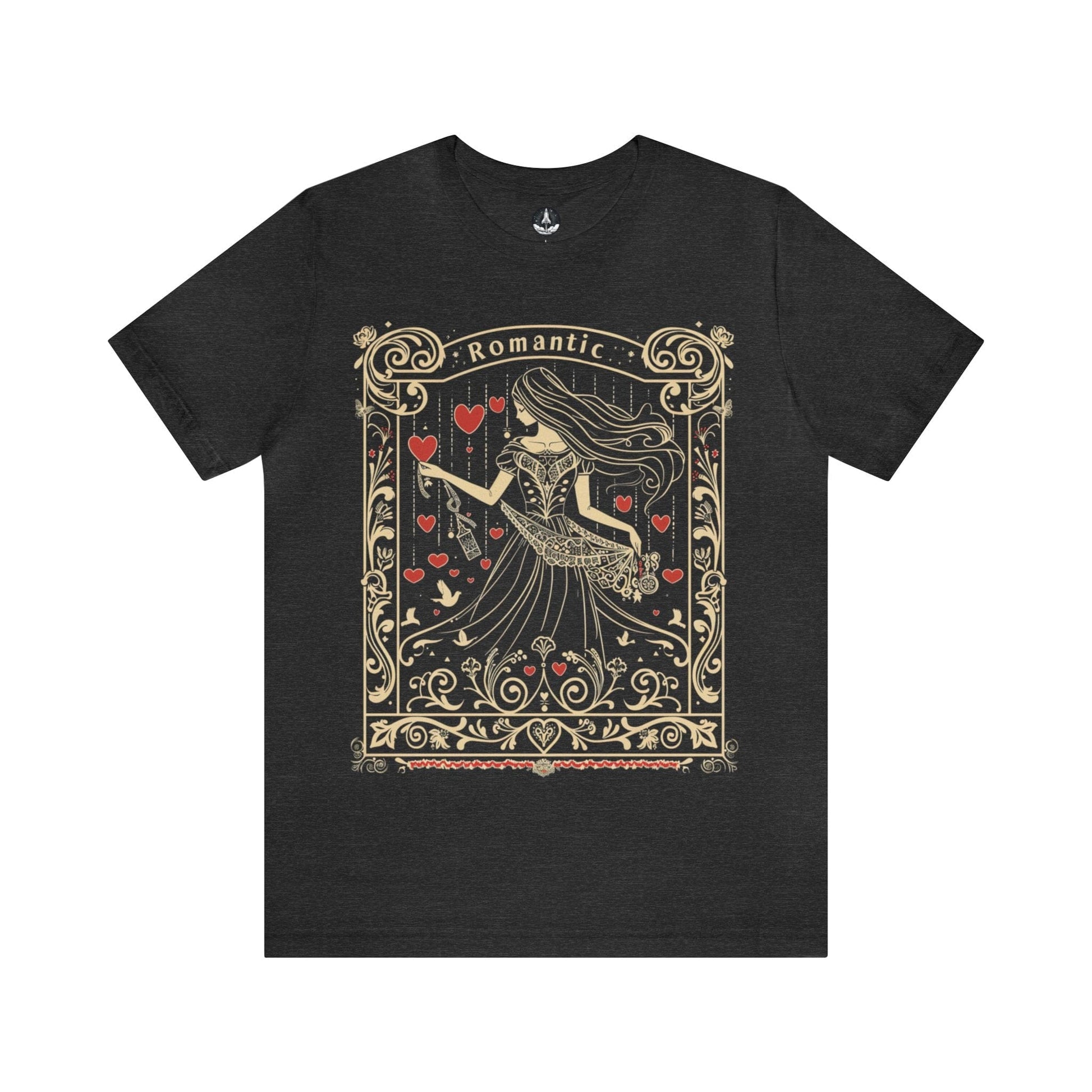 T-Shirt Dark Grey Heather / S "Heartstrings" Libra Romantic TShirt: Embrace Love's Harmony