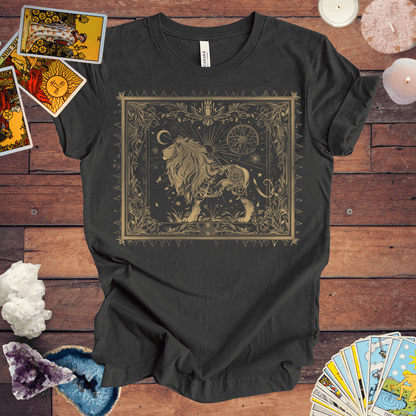 T-Shirt Dark Grey Heather / S Lion's Radiance Leo Tarot Card T-Shirt