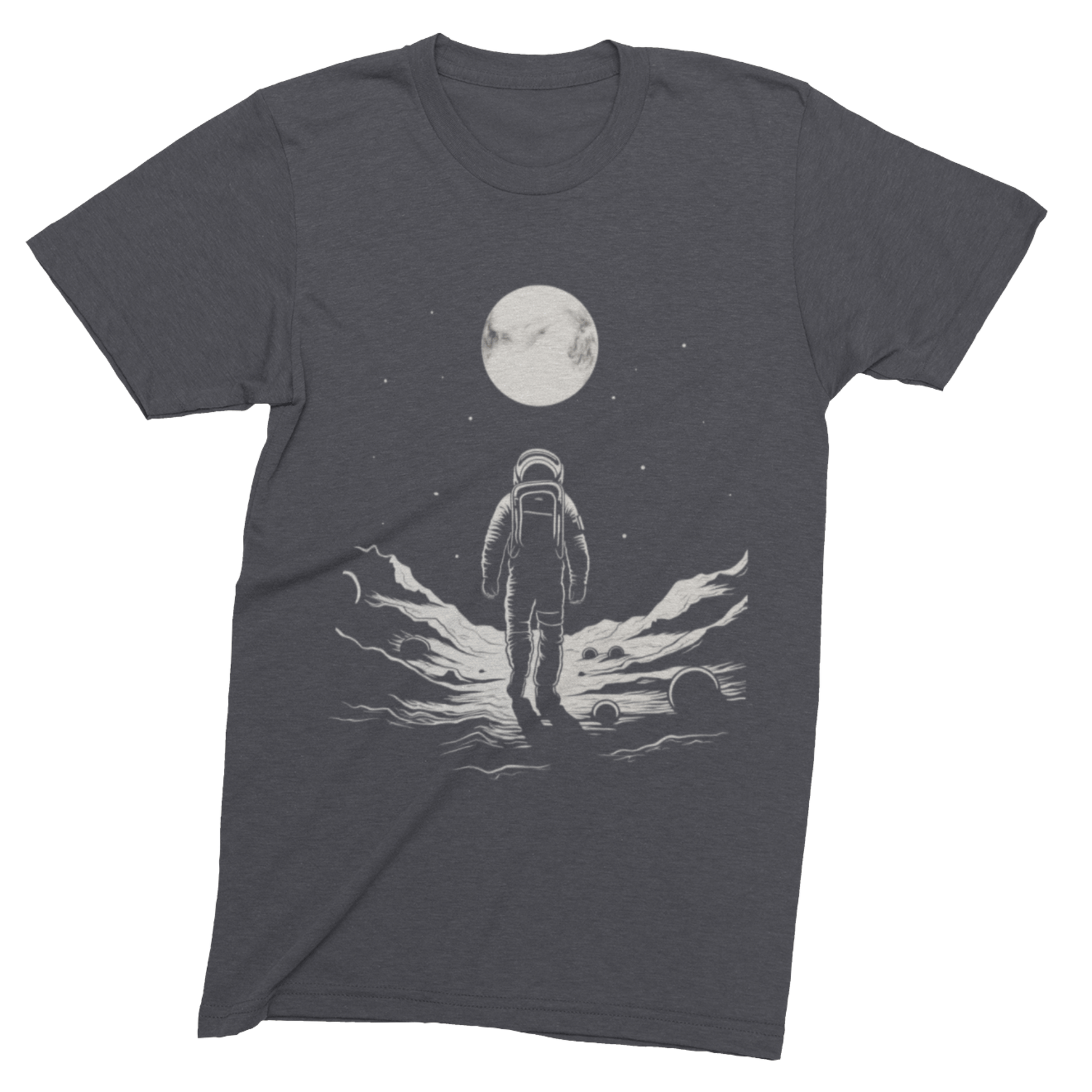 T-Shirt Dark Grey Heather / S Lone Astronaut Moon Explorer T-Shirt