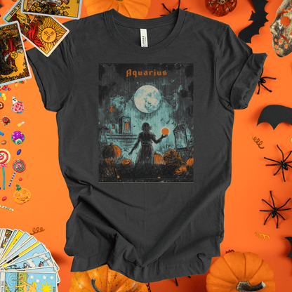 T-Shirt Dark Grey Heather / S Moonlit Sorcerer  - Aquarius Tarot Card T-Shirt - Halloween Limited Edition